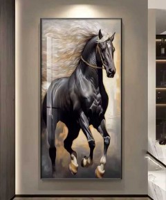 A Detailed Horse Painting With Hair And Soft Side Lighting